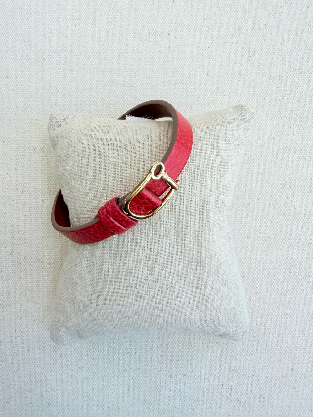 *Single Leather Band* KEEP COLLECTIVE Retired Buckle Clasp Red Pebble